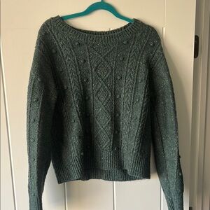 Old Navy Green Cable Knit Crew Neck Sweater